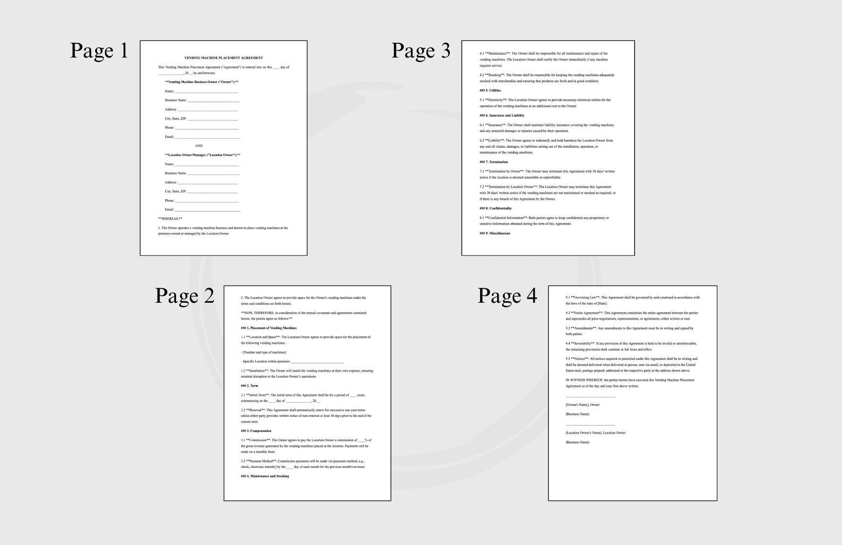 Vending Machine Placement Agreement: Business Contract Template (PDF)
