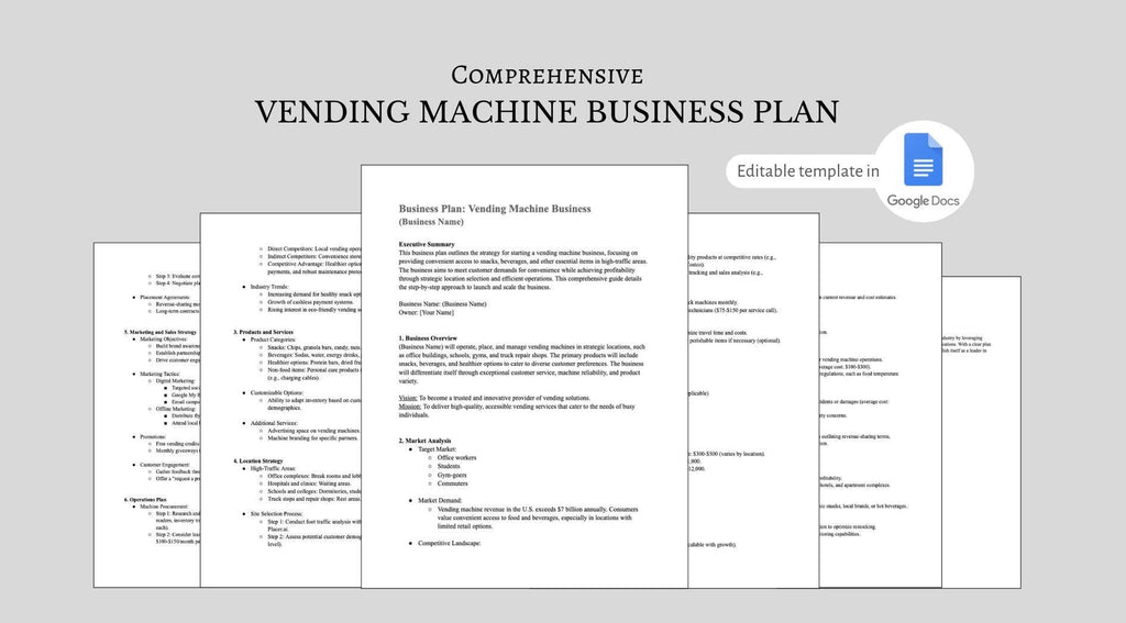 Vending Machine Business Plan Template: Startup Guide (PDF)
