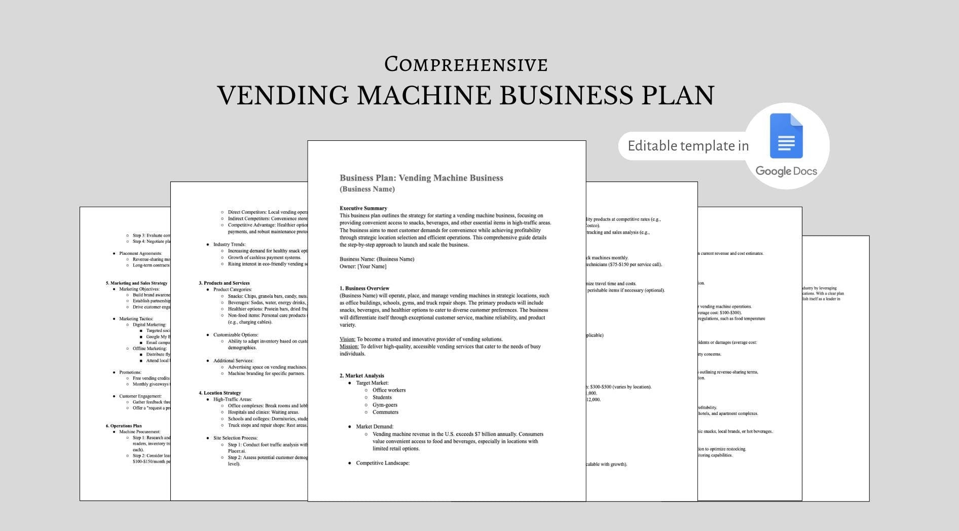 Vending Machine Business Plan Template: Startup Guide (PDF)