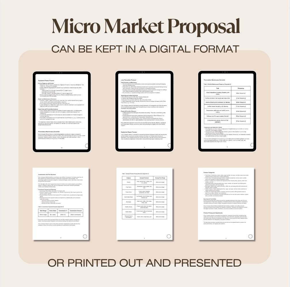 Micro Market RFP Proposal Template | 33-Page Editable Canva Proposal | Grays Vending Systems