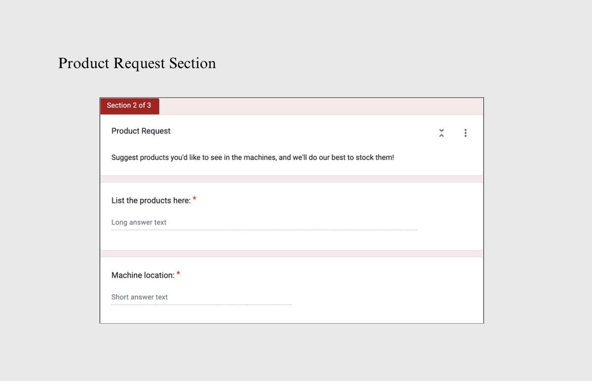 Editable Vending Machine Google Form: Product Request & Service Inquiry (Digital Download)