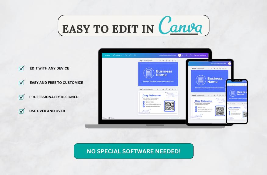 Smart Cooler Business Card Template: Editable Canva Design (Digital Download)