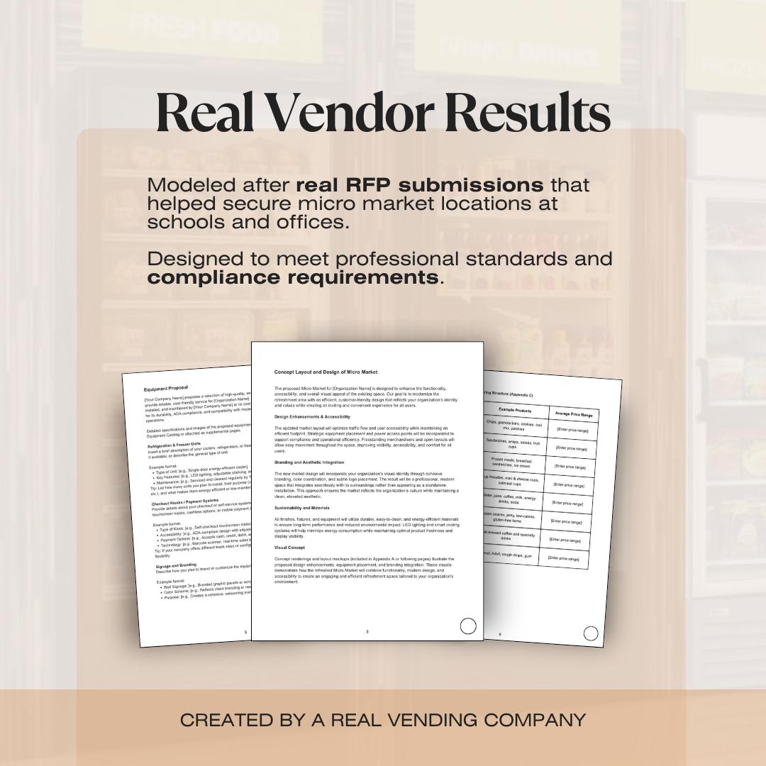 Micro Market RFP Proposal Template | 33-Page Editable Canva Proposal | Grays Vending Systems