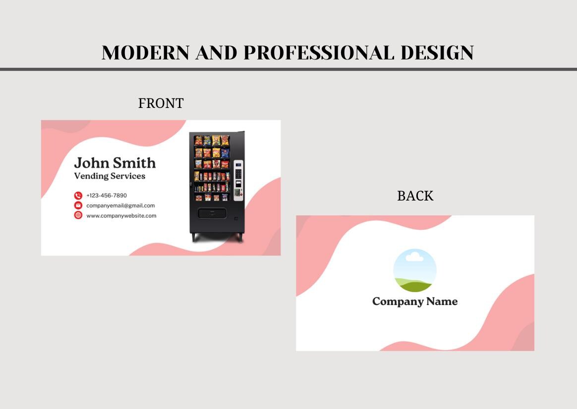 Vending Machine Business Card Template: Wave Design (Canva Editable, Digital Download