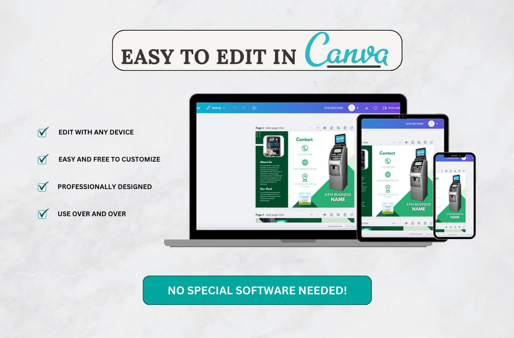 ATM Business Brochure Template: Editable Canva Flyer (Digital Download)