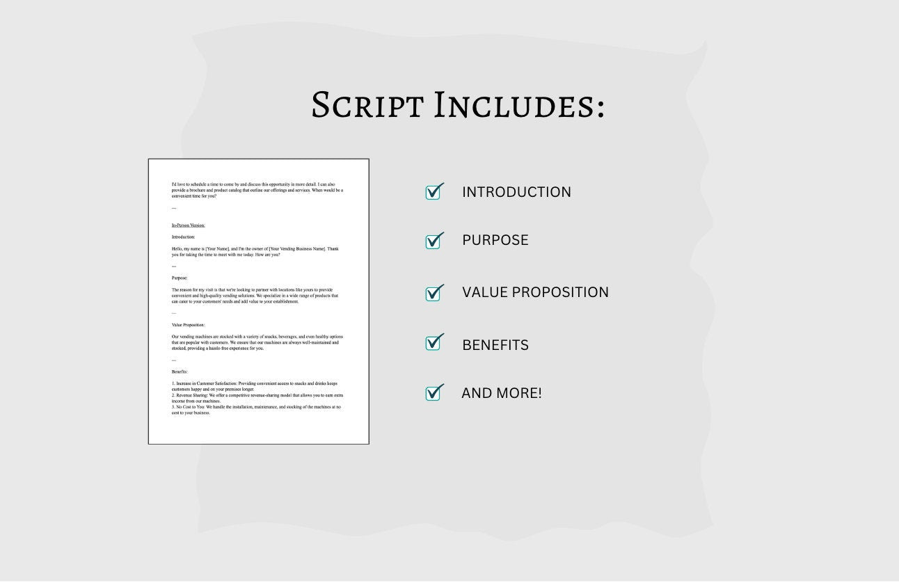 Vending Machine Business Pitch Script: Editable Template (Google Doc)