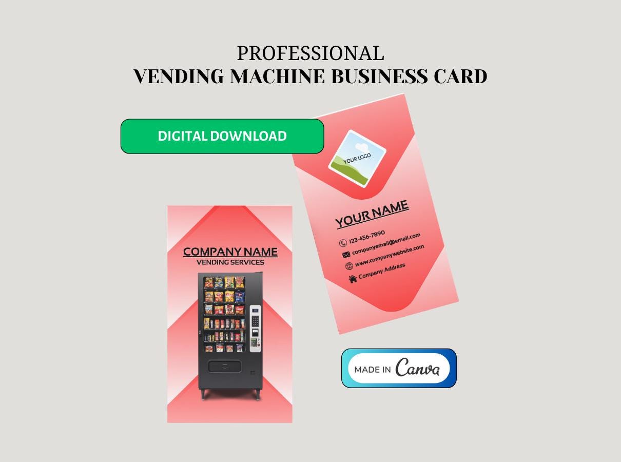 Vending Machine Business Card Template: Customizable Canva Design (Digital Download)