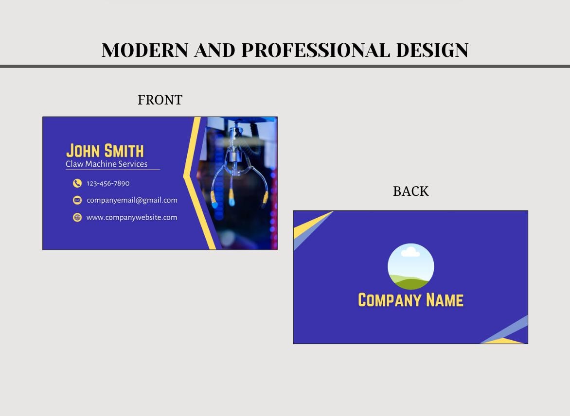 Claw Machine Business Card Template: Custom Arcade Design (Digital Download)