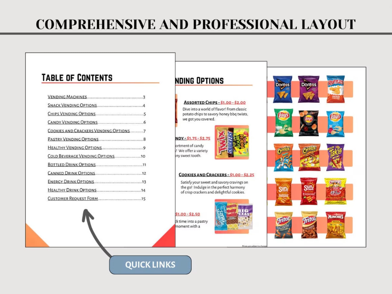 Vending Machine Business Marketing Kit: Brochure, Catalog, Business Card (Canva Template)
