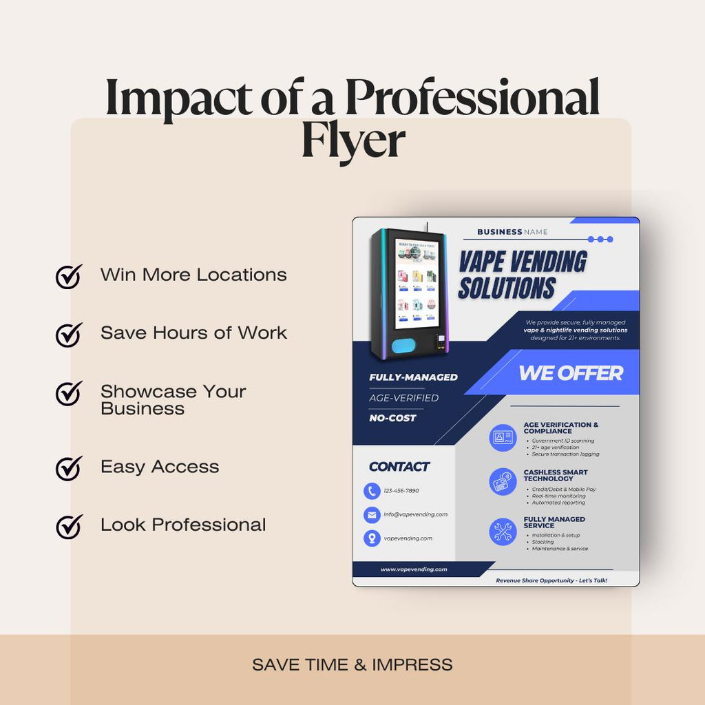 Vape Vending Flyer Template | Editable Canva Template for Vape Machine Businesses | Customizable Marketing Brochure for Vending Owners