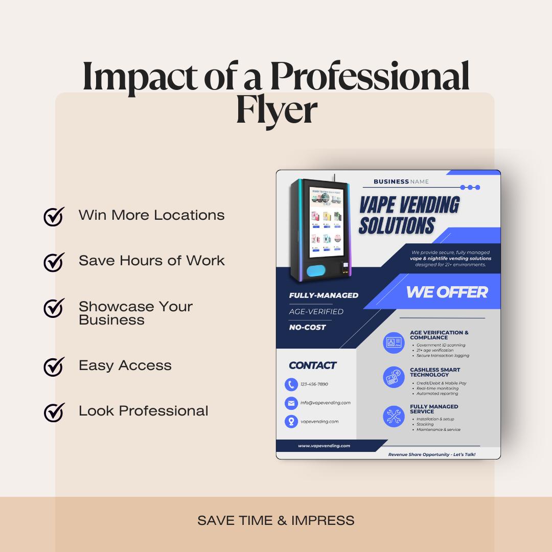 Vape Vending Flyer Template | Editable Canva Template for Vape Machine Businesses | Customizable Marketing Brochure for Vending Owners