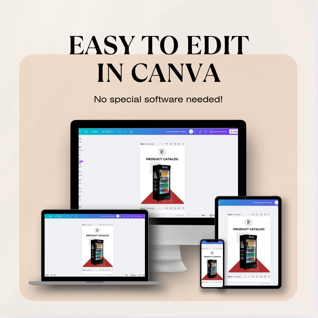 Vending Machine Product Catalog Template | Editable Canva Design (Digital Download)