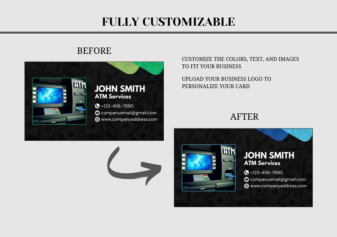 Editable ATM Business Card Template: Canva Design (Digital Download)