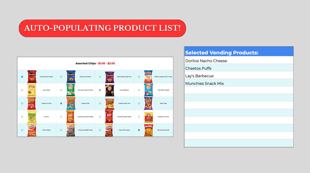 Interactive Vending Product Catalog Template: Google Sheets (Digital Download)