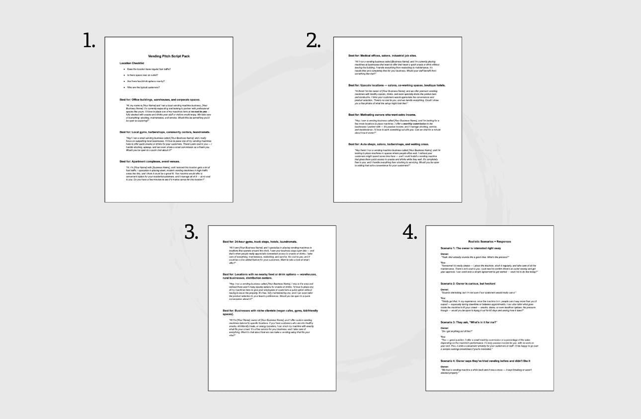 Vending Machine Pitch Kit: Sales Scripts & Email Templates (PDF)