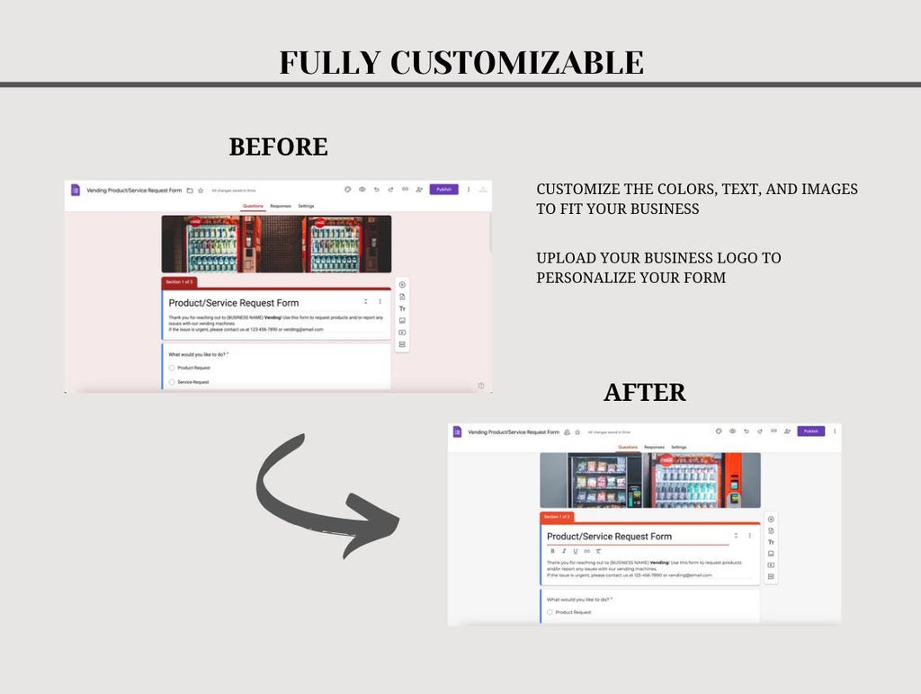 Editable Vending Machine Google Form: Product Request & Service Inquiry (Digital Download)