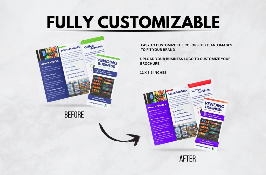 Vending Machine Marketing Brochure | Editable Canva Flyer Template for Vending Business Promotion (Instant Download)