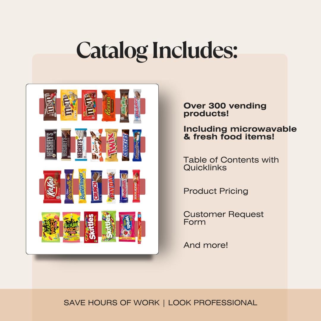 Vending Machine Product Catalog Template | Editable Canva Design (Digital Download)