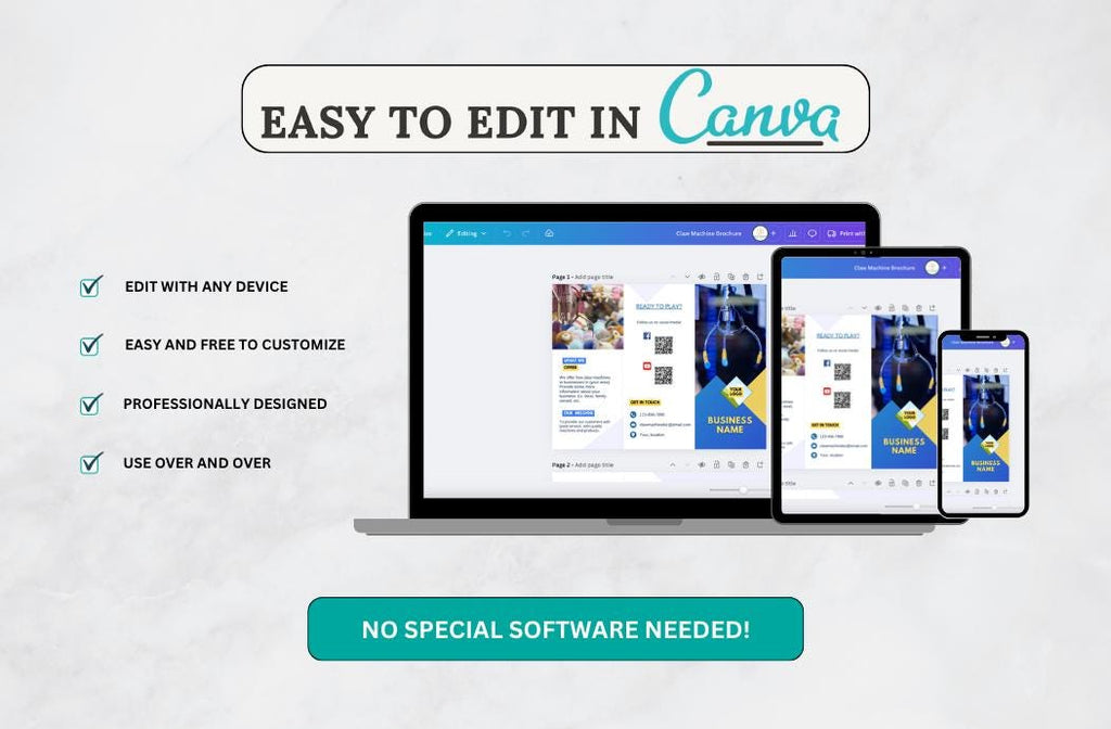 Claw Machine Business Brochure Template: Customizable Canva Design (PDF Download)