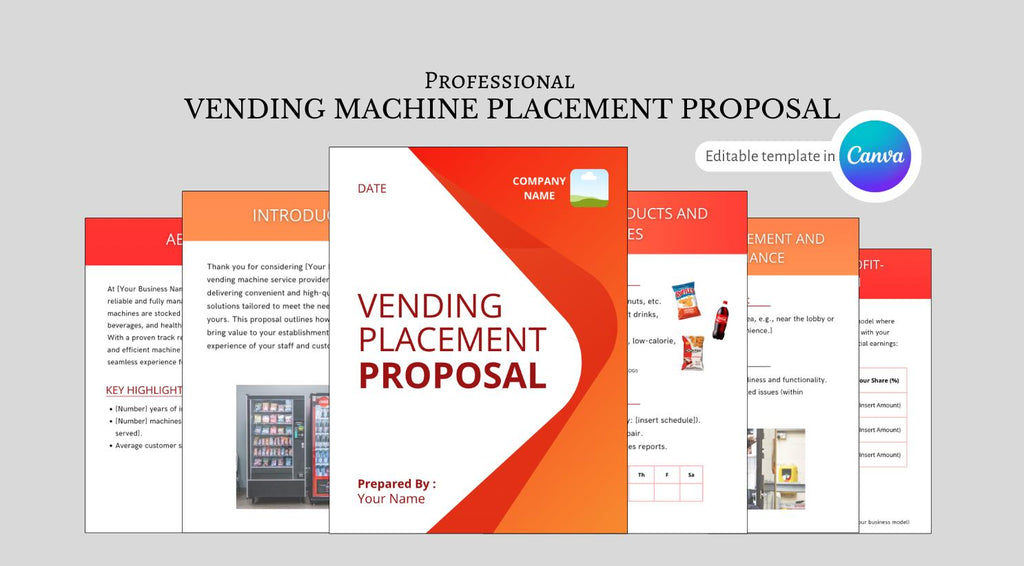 Vending Machine Placement Proposal Template: Editable Business Pitch (Canva, PDF Download)