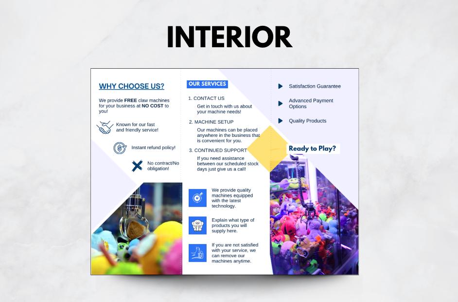 Claw Machine Business Brochure Template: Customizable Canva Design (PDF Download)
