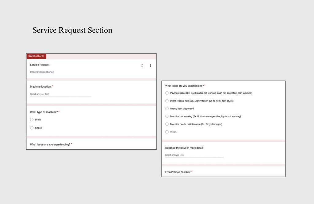 Editable Vending Machine Google Form: Product Request & Service Inquiry (Digital Download)
