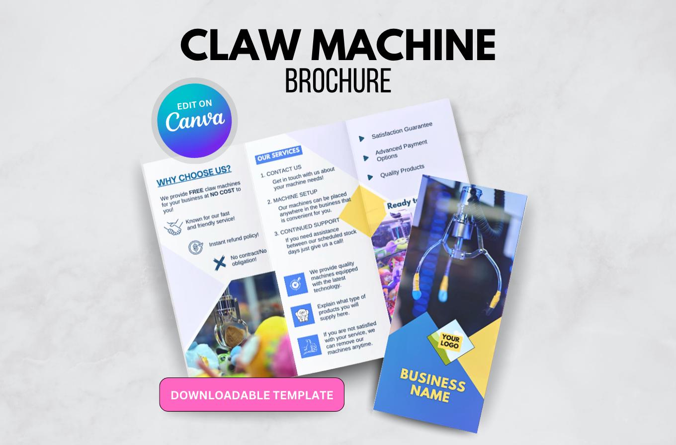 Claw Machine Business Brochure Template: Customizable Canva Design (PDF Download)