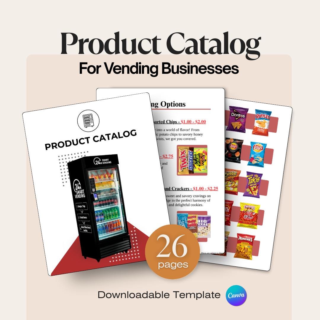 Vending Machine Product Catalog Template | Editable Canva Design (Digital Download)