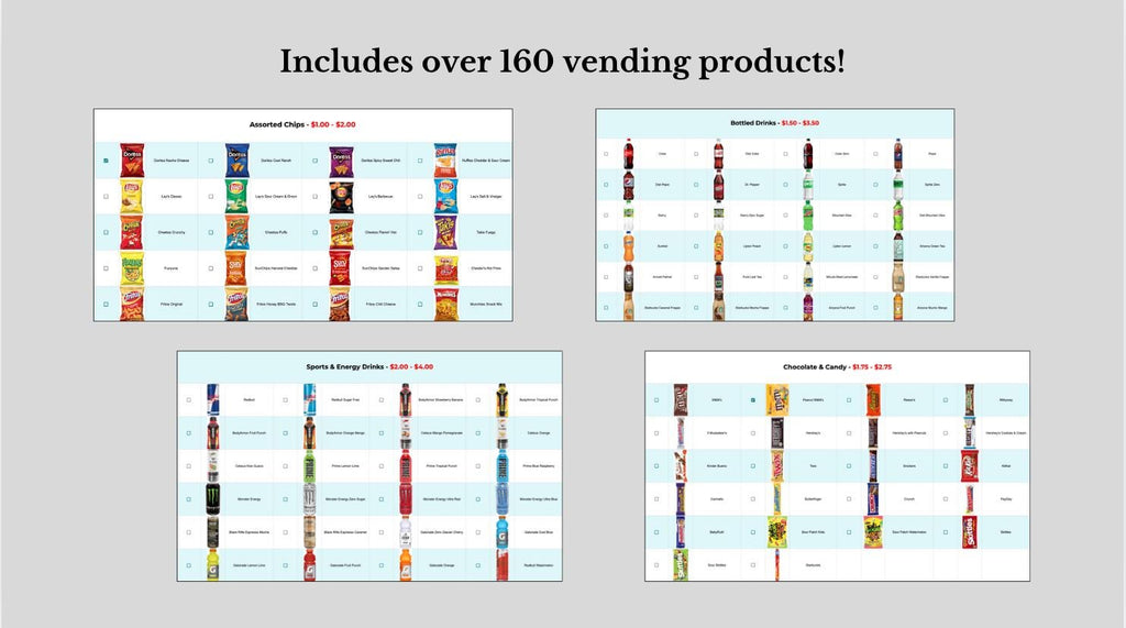 Interactive Vending Product Catalog Template: Google Sheets (Digital Download)