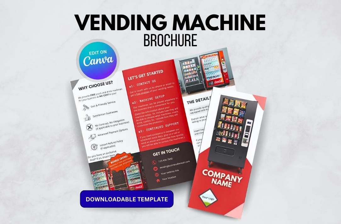 Vending Machine Business Brochure Template: Customizable Canva Flyer (Digital Download)