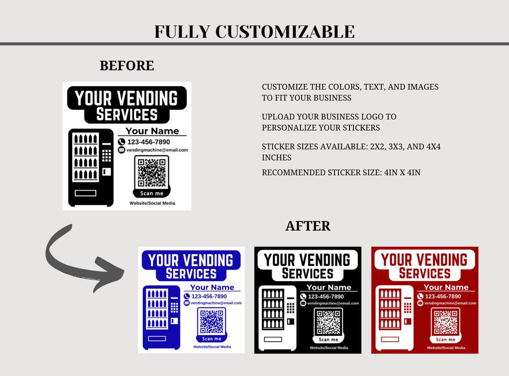 Custom Vending Machine Business Sticker Template: Editable Design (Digital Download)