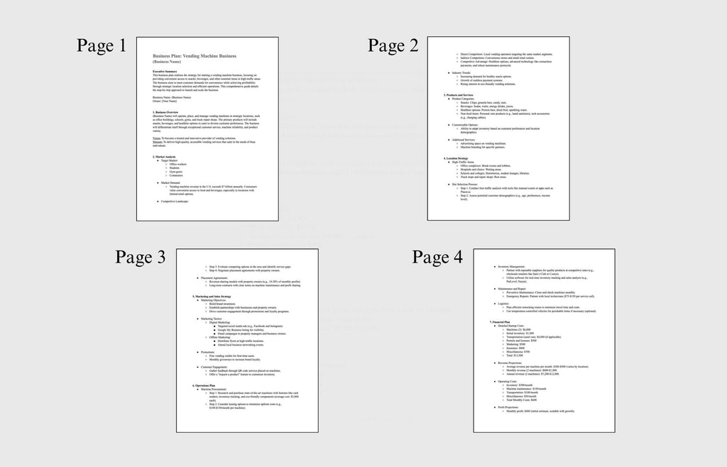 Vending Machine Business Plan Template: Startup Guide (PDF)