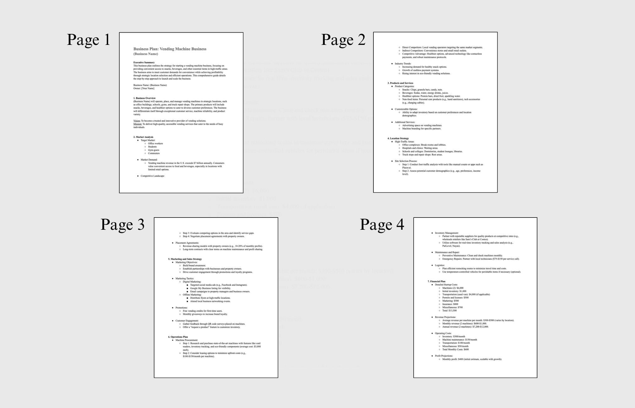 Vending Machine Business Plan Template: Startup Guide (PDF)