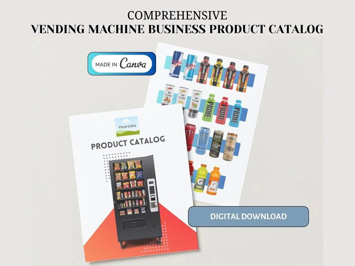 Vending Machine Product Catalog Template: Customizable Canva Design (Digital Download)