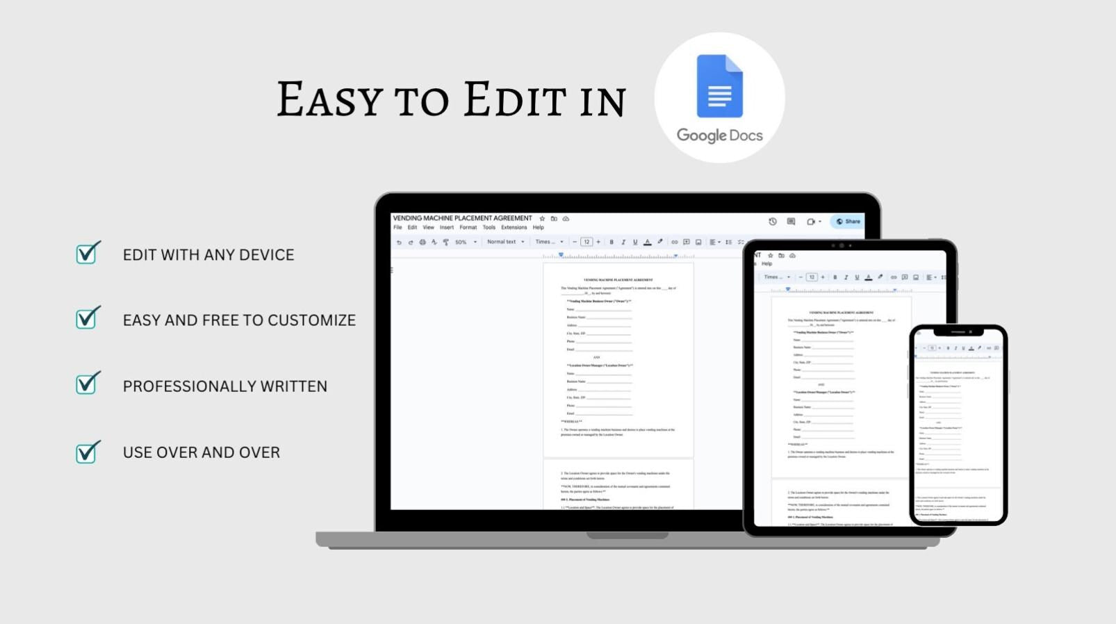 Claw Machine Placement Contract Template: Editable Business Agreement (PDF)