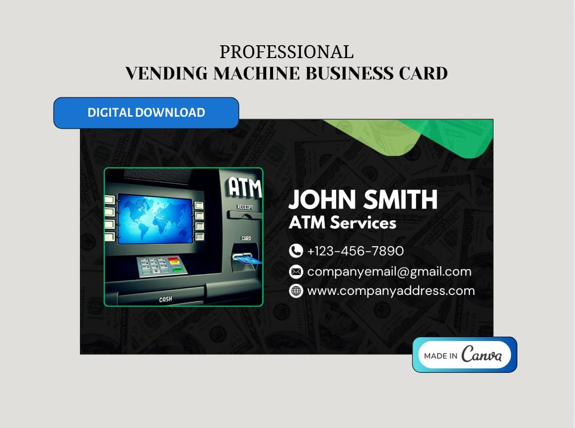 Editable ATM Business Card Template: Canva Design (Digital Download)
