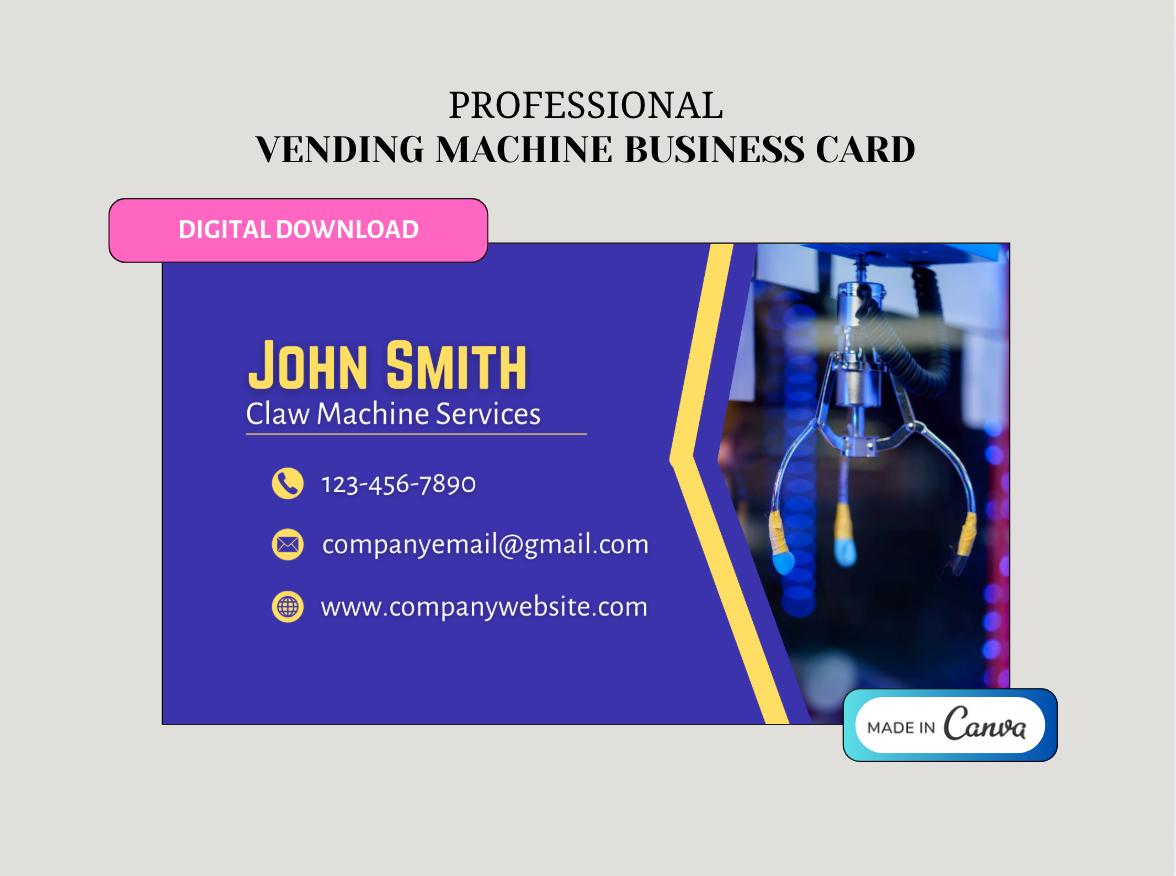 Claw Machine Business Card Template: Custom Arcade Design (Digital Download)