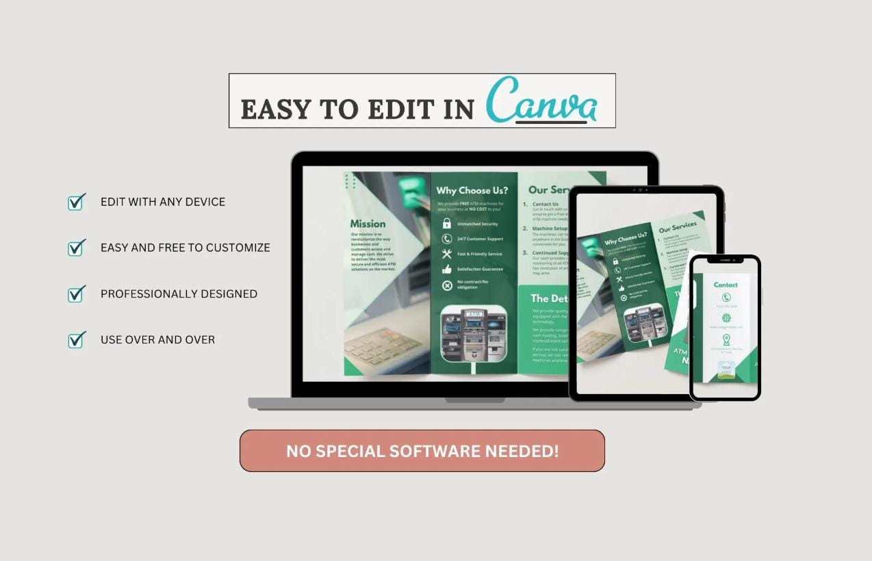ATM Business Bundle: Canva Brochure, Business Card & Placement Agreement (Digital Download)