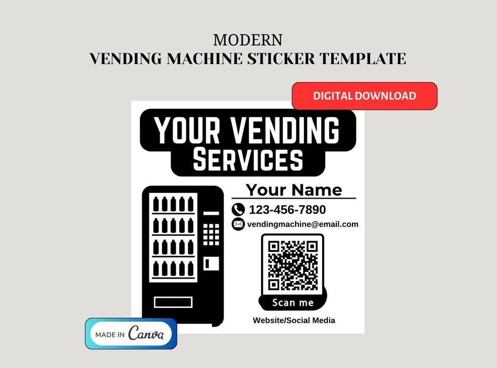 Custom Vending Machine Business Sticker Template: Editable Design (Digital Download)