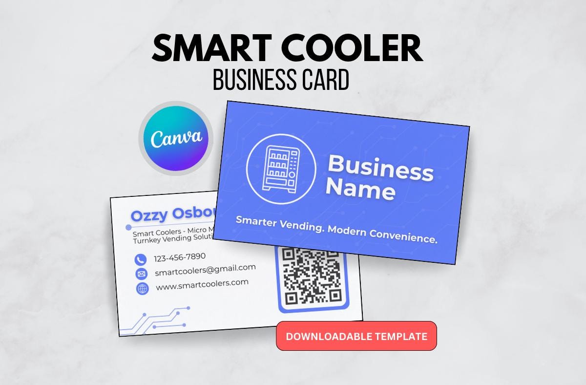 Smart Cooler Business Card Template: Editable Canva Design (Digital Download)