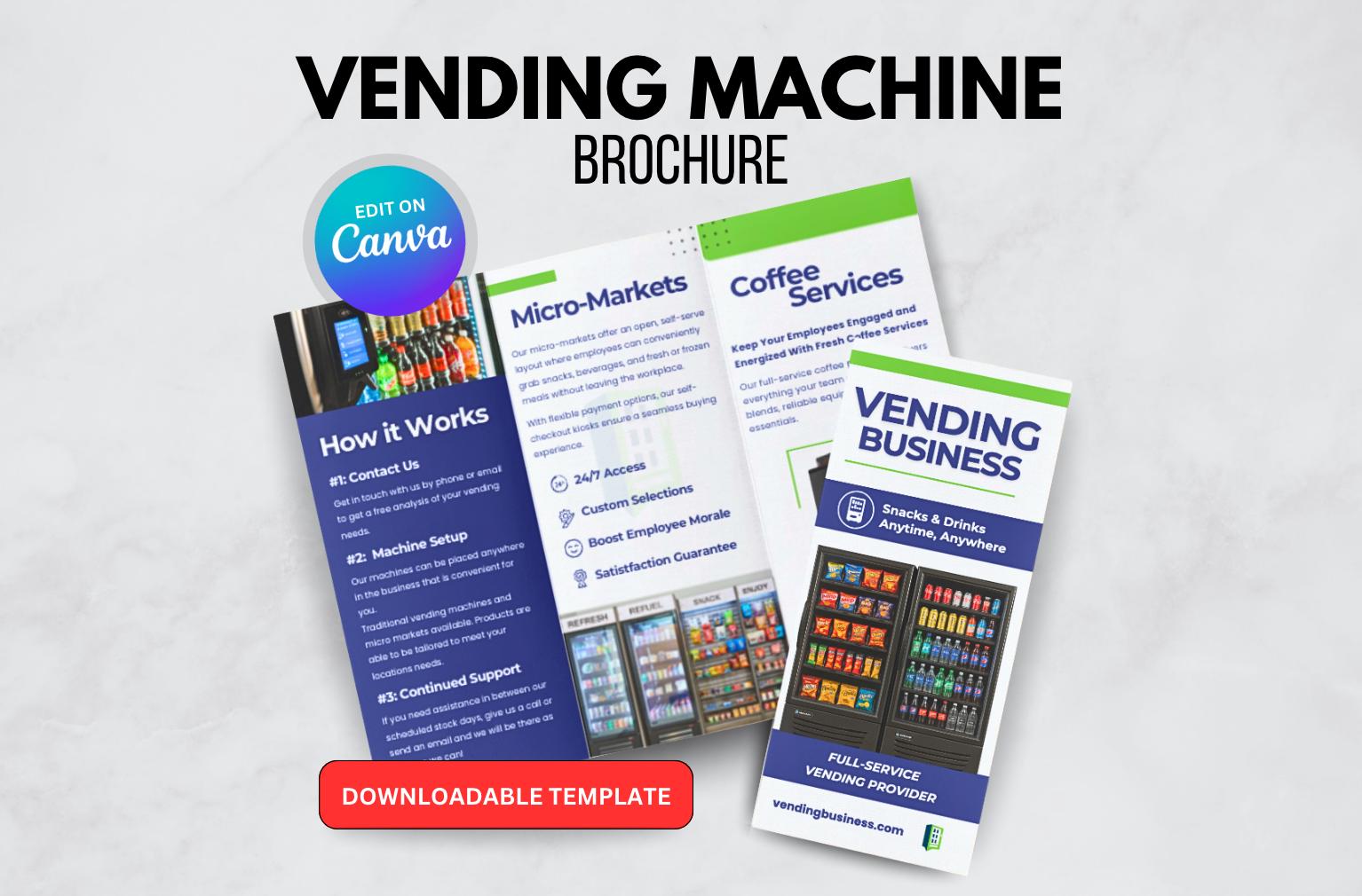 Vending Machine Marketing Brochure | Editable Canva Flyer Template for Vending Business Promotion (Instant Download)