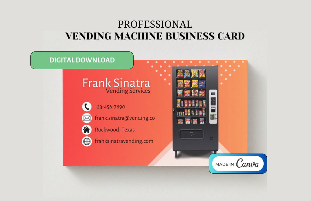 Vending Machine Business Card Template: Customizable Canva Design (Digital Download)