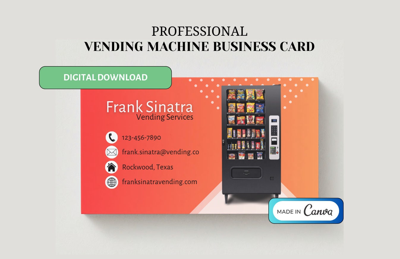 Vending Machine Business Card Template: Customizable Canva Design (Digital Download)