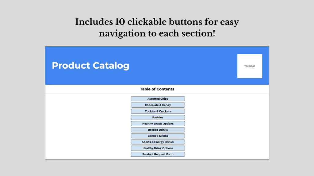Interactive Vending Product Catalog Template: Google Sheets (Digital Download)