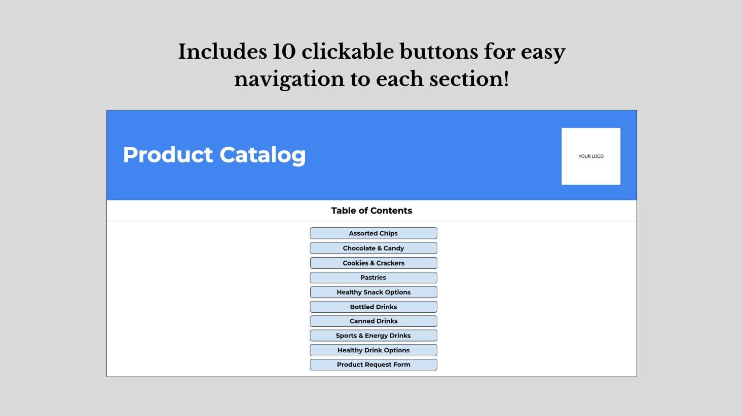 Interactive Vending Product Catalog Template: Google Sheets (Digital Download)