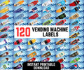 Vending Machine Labels: 120+ Snack & Drink Stickers (PDF Download, 3.6x1.6")