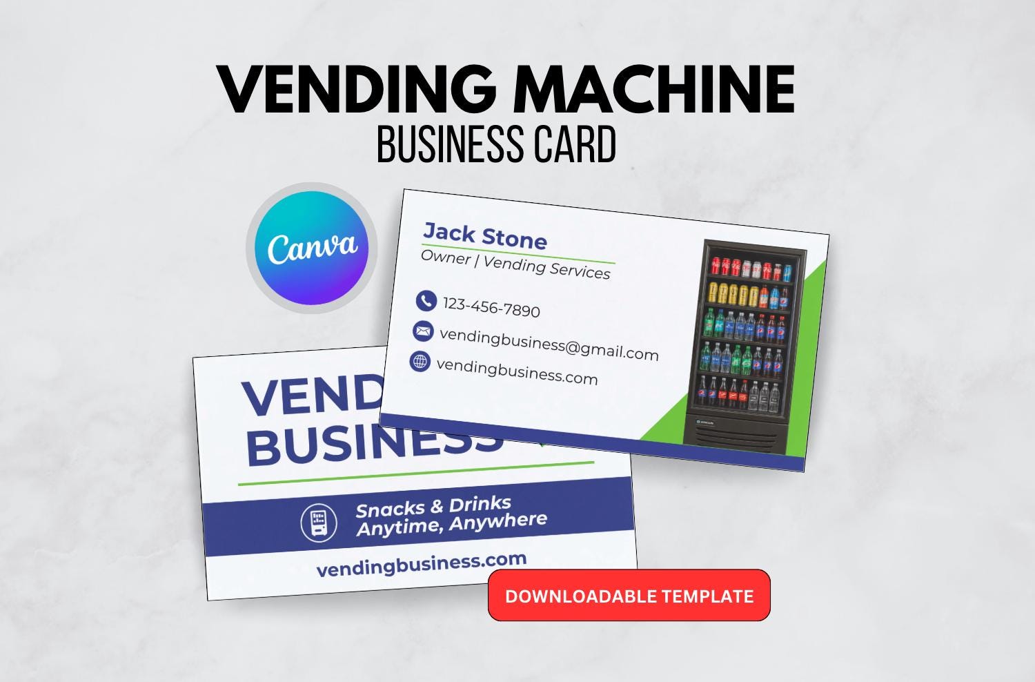 Custom Vending Machine Business Card Template | Modern Editable Canva Template for Vendors (Digital Download)