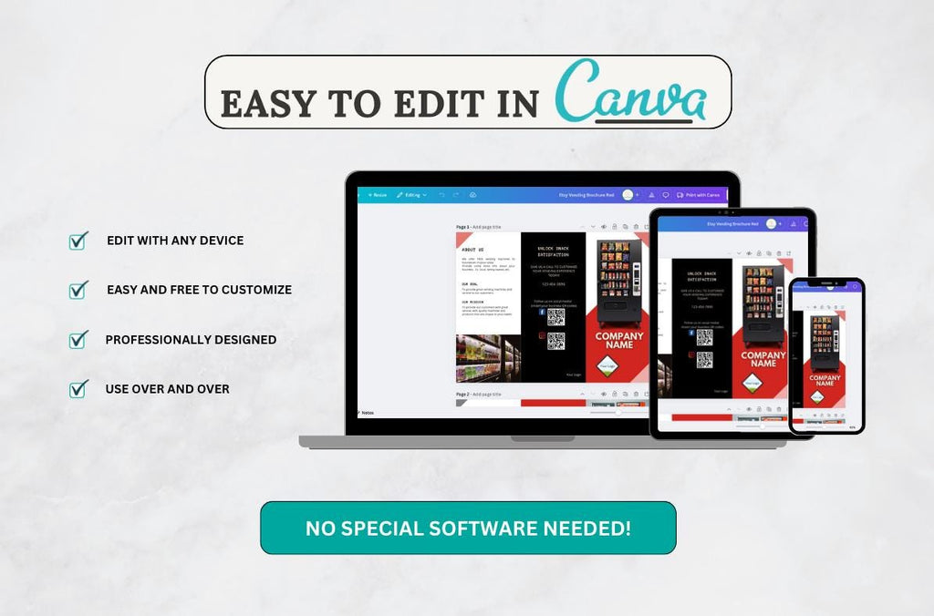 Vending Machine Business Brochure Template: Customizable Canva Flyer (Digital Download)