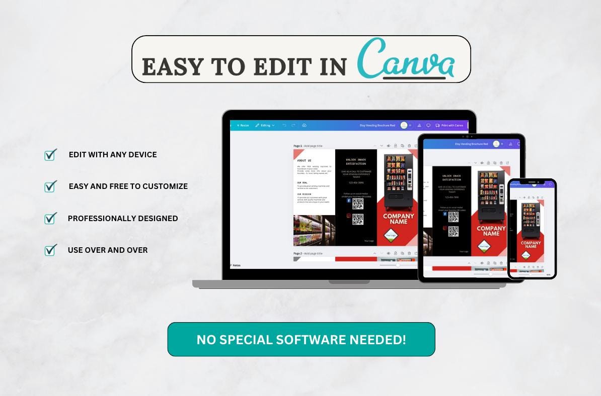 Vending Machine Business Brochure Template: Customizable Canva Flyer (Digital Download)