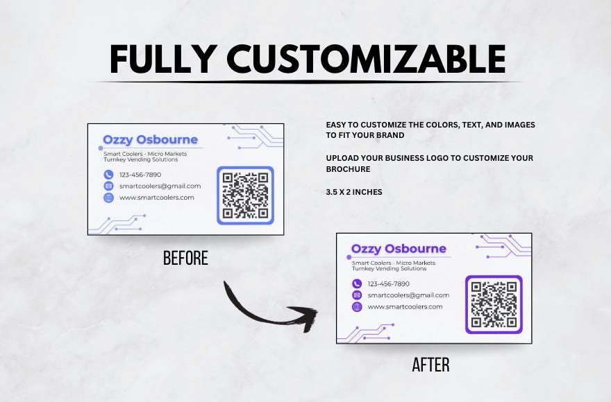 Smart Cooler Business Card Template: Editable Canva Design (Digital Download)